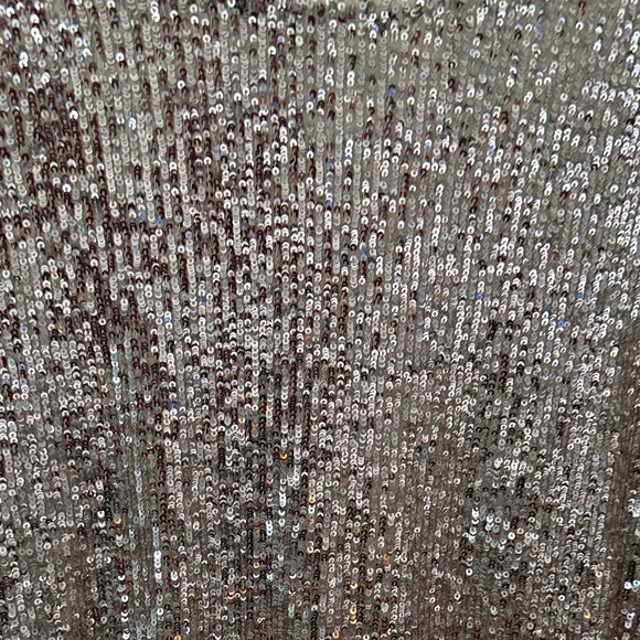 Cable & Gauge Sparkling Silver Sequin Top, Holiday Sequin Top, Large - Picture 10 of 13